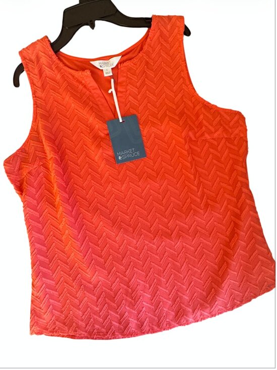 Market & Spruce Tops - New Market & Spruce Ezide Sleeveless Blouse in Textured Coral